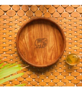 Hand Carved Round Serving Tray
