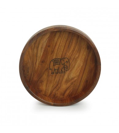Hand Carved Round Serving Tray