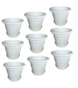 Plastic Pots With Tray Set