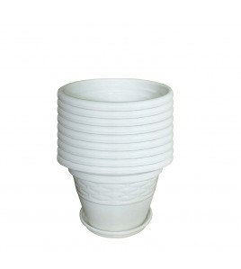 Plastic Pots With Tray Set