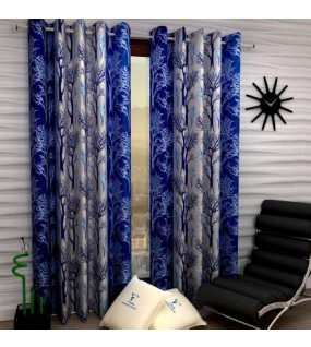 Polyester Window Curtain Pack Blue