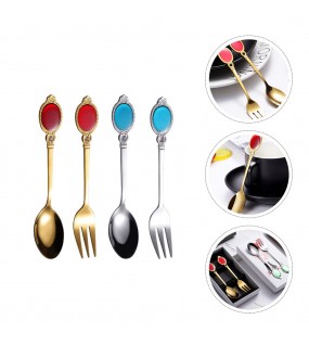 Vintage Coffee Spoon Fork Set Vintage Coffee Spoon Fork Set