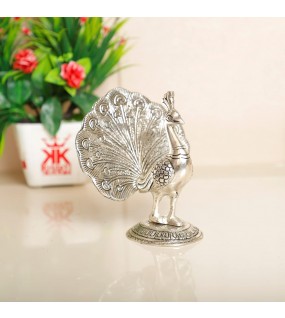 Silver Plated Peacock Showpiece Silver Plated Peacock Showpiece