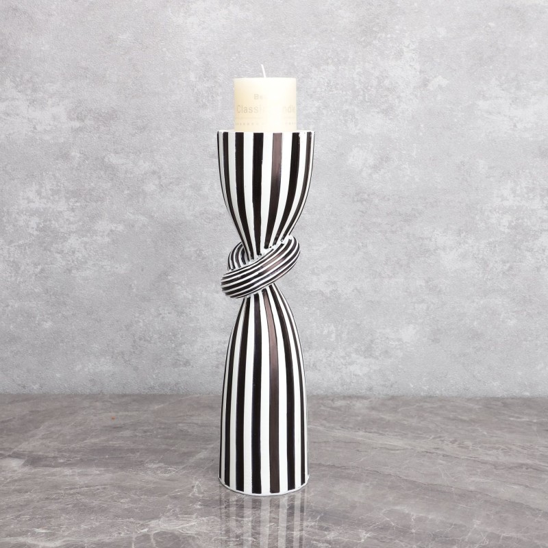 Black And White Stripe Candle Holder