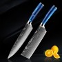 Blue Resin Handle Laser Pattern Chef Knife