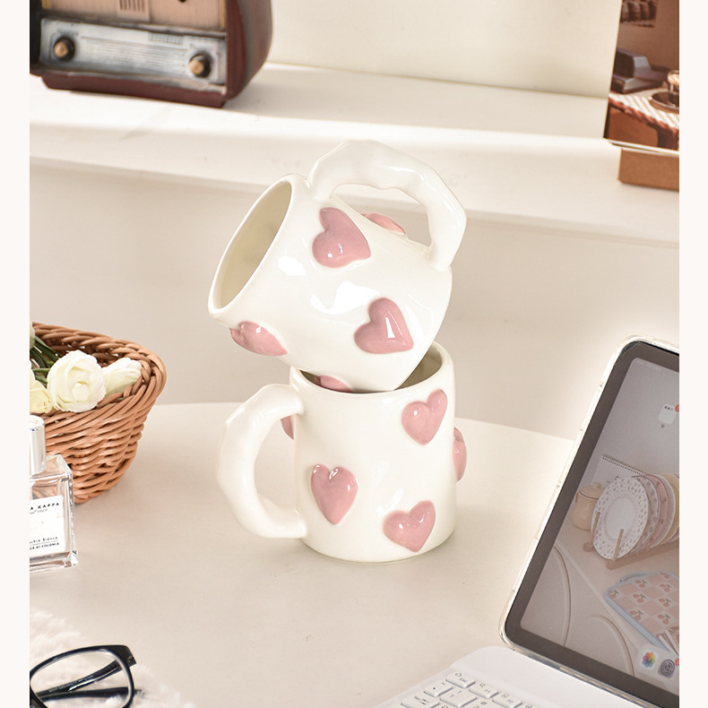Peach Heart Ceramic Cup