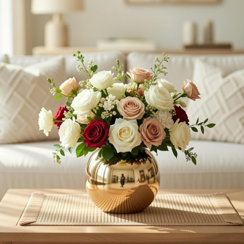 Round Metal Decorative Flower Pot